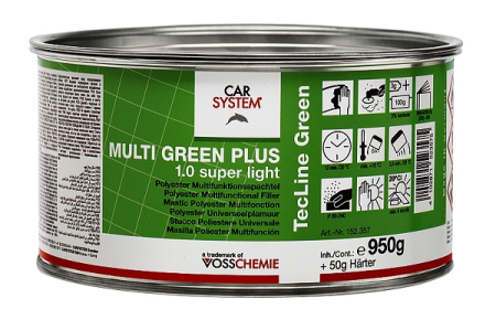 CarSystem Универсальная полиэфирная шпатлёвка Multi Green Plus 1.0 суперлёгкая, 1 кг