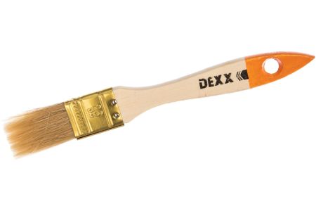 Флейцевая плоская кисть DEXX Практик 25 мм 1" натуральная щетина деревянная ручка 0100-025