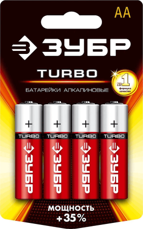 Щелочная батарейка ЗУБР Turbo АА 4 шт 59213-4C