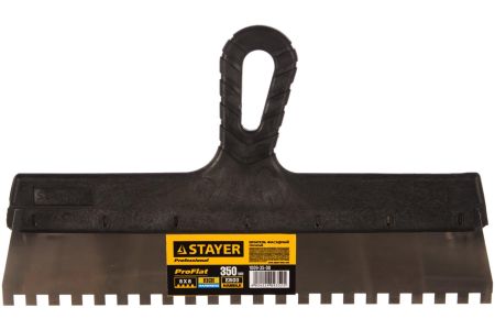 Фасадный зубчатый нержавеющий шпатель STAYER Inox-t 350мм зуб 8х8мм пластиковая ручка 1009-35-08
