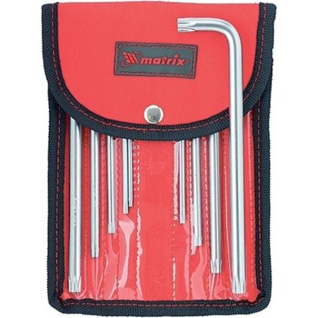 MATRIX Набор ключей имбусовых Torx -Torx Tamper 9 шт, T10-T50, CrV, удлиненных, с сатинированным покрытием, чехол