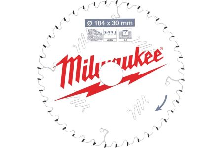 Milwaukee Пильный диск для циркулярной пилы по дереву 184x30x2,1x40 скошенные зубья (замена для 4932352328) Mi