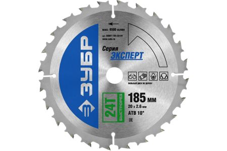 ЗУБР Быстрый рез 185 x 30/20мм 24Т, диск пильный по дереву, 36910-185-30-24
