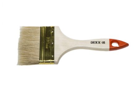 Флейцевая плоская кисть DEXX Практик 100 мм 4" натуральная щетина деревянная ручка 0100-100