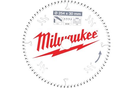 Milwaukee Пильный диск для торцовочной пилы по алюминию254x30x3,0x80 трапецевидный зуб/плоский зуб отрицат. уг