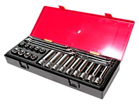 Набор инструментов 24 предмета TORX (ключи E6-E24, головки E10-E24) в кейсе JTCJTC